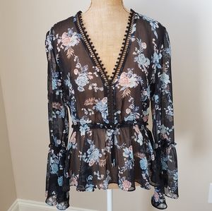 🎈White House Black Market | Floral Chiffon Blouse